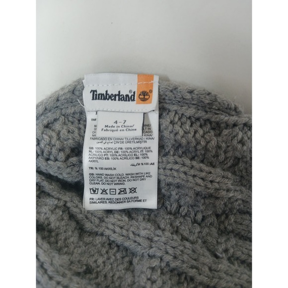 Timberland Children Gray Grey Knit Toboggan Beanie - Picture 3 of 4